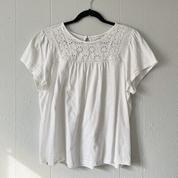 Ella Moss Eyelet Cotton Modal Top Womens Large Coastal Beachy Workwear Capsule - Picture 1 of 10